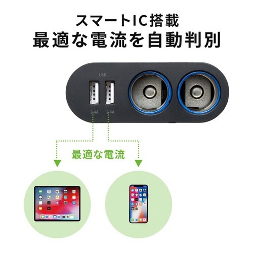 USBチャージャー付2連ソケット