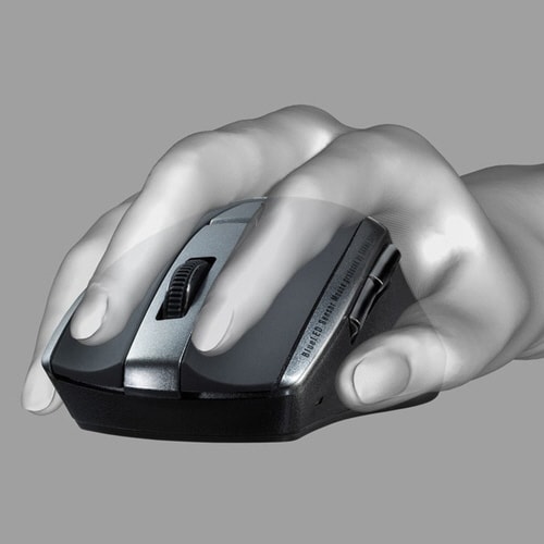 静音ワイヤレスブルーLEDマウス(5ボタン)