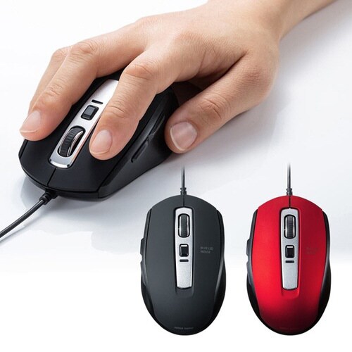 静音有線ブルーLEDマウス(5ボタン)