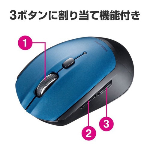 ワイヤレスブルーLEDマウス(5ボタン)