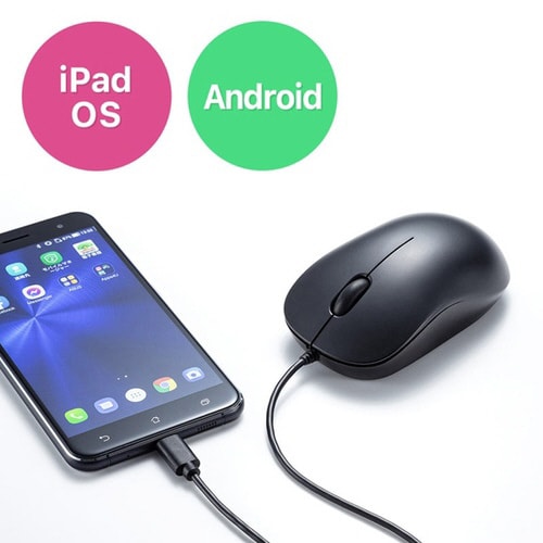 有線Type−CブルーLEDマウス(静音タイプ)