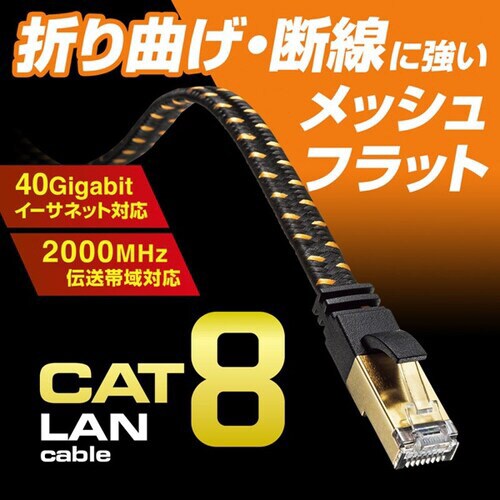 カテゴリ8メッシュフラットLANケーブル