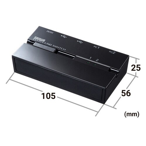 磁石付きUSB2.0手動切替器(ハブ付き・2回路)