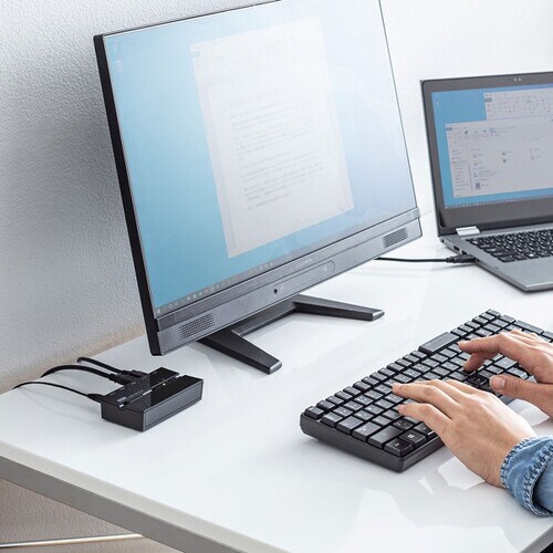 磁石付きUSB2.0手動切替器(ハブ付き・2回路)