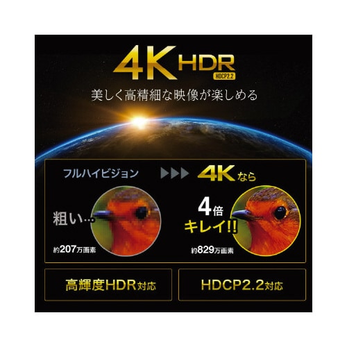 4K/60Hz・HDR対応HDMI分配器(2分配)