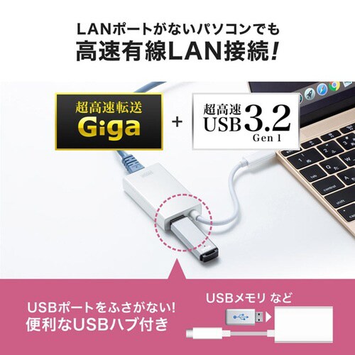USB3.2 TypeC−LAN変換アダプタ