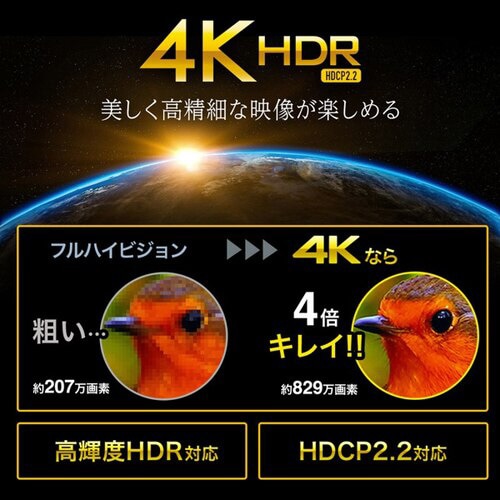 4K/60Hz・HDR対応HDMI分配器(8分配)