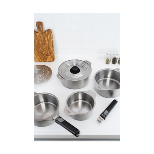 燕三 IH着脱式鍋4点セット(蒸し台付)