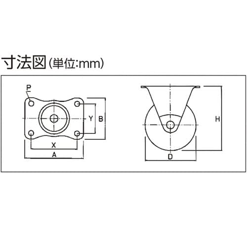 固定車・ゴム 固定 許容荷重40kg HR−R65