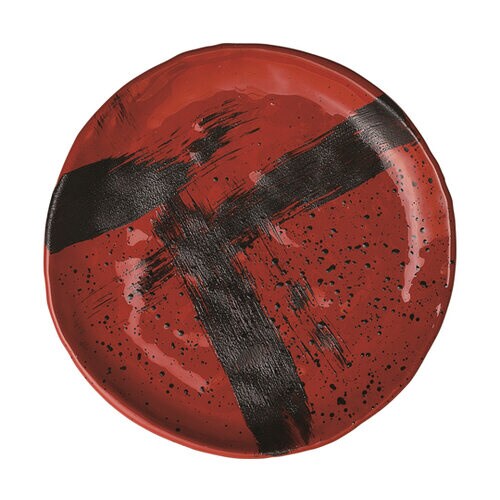 163丸皿 黒刷毛目塗 50021910