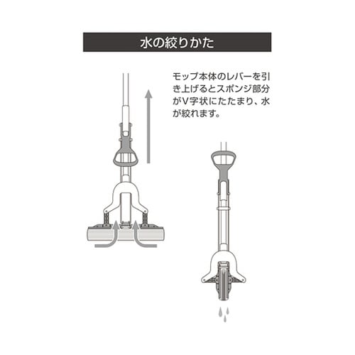 伸縮式スーパーVモップ 本体モップ付 S