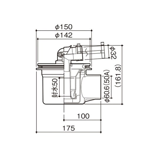 SCT−Y 排水トラップ横排水ワンタッチ