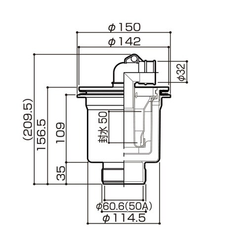 CT−T トラップ 排水パイプ 縦排水