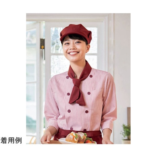 681−38 コックシャツLLワイン縞