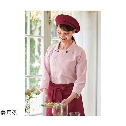 衿付きコックシャツ ワインストライプ 3