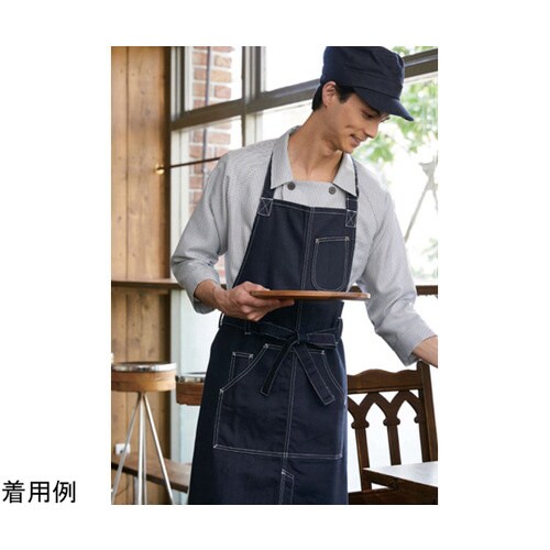 衿付きコックシャツ ブラックストライプ