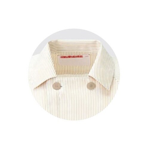 衿付きコックシャツ ベージュストライプ