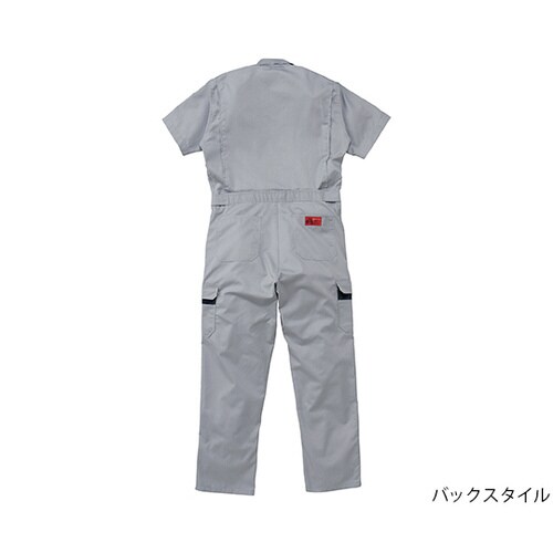 ストライプ半袖つなぎ服 グレー 3L 1