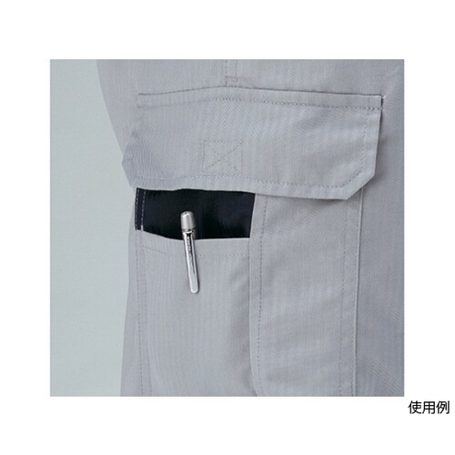 ストライプ半袖つなぎ服 グレー M 1−