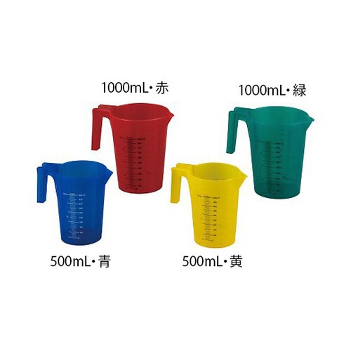 1000mlカラフル手付ビーカー赤12入
