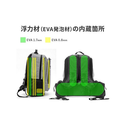 水に浮かぶリュックサック 黒