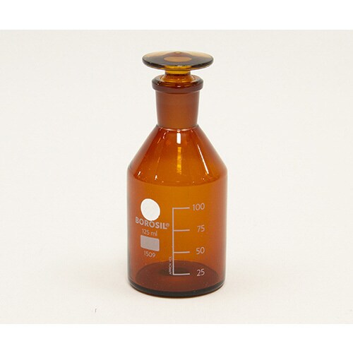栓付褐色試薬瓶(目盛付き) 125mL