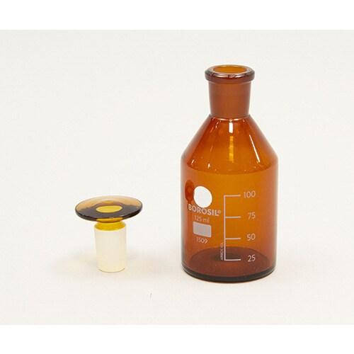 栓付褐色試薬瓶(目盛付き) 125mL