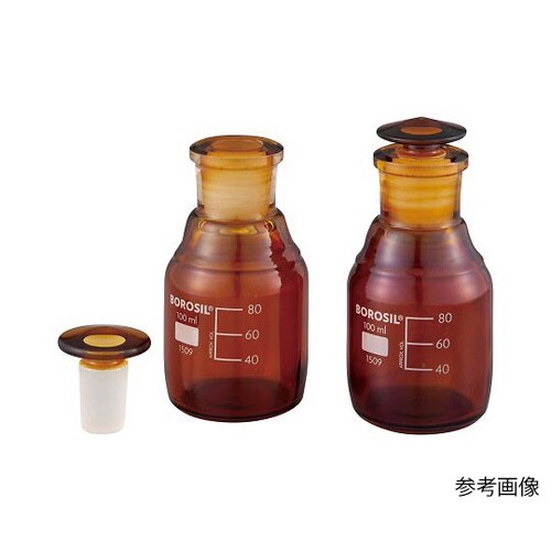 栓付褐色試薬瓶(目盛付き) 100mL