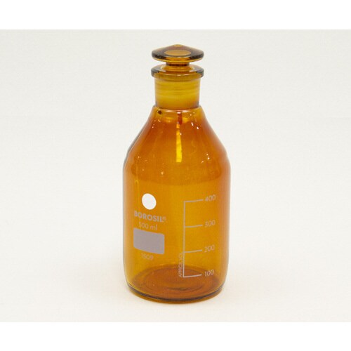 栓付褐色試薬瓶(目盛付き) 500mL
