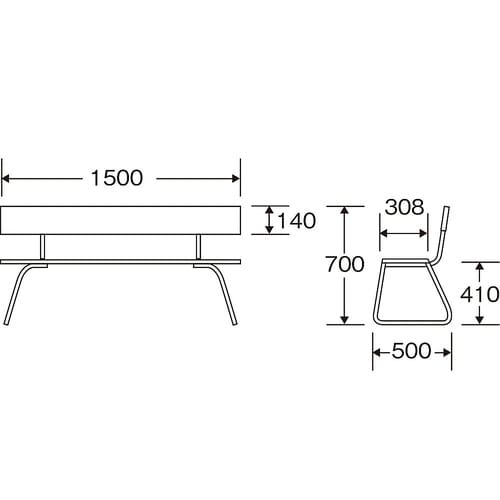 樹脂ベンチ 背付 1500ECO(ブルー)
