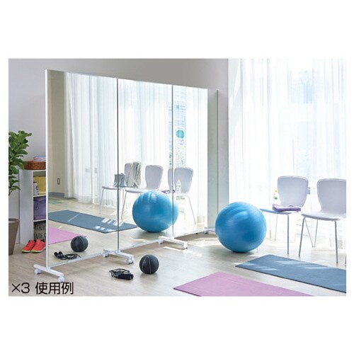 キャスター付きパーティション 片面ワイドミラー