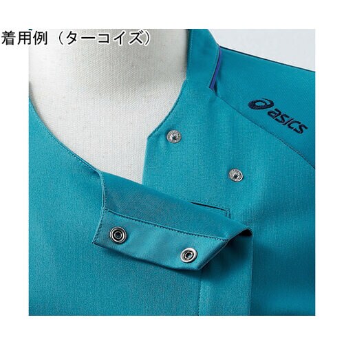 スクラブ レディス 半袖 ターコイズ×ネ