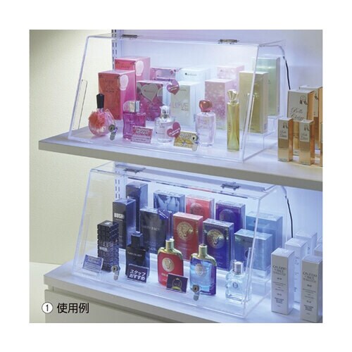 鍵付きショーケース 白色LED照明付き W87cm