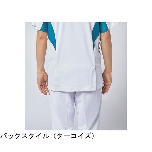 スクラブ メンズ 半袖 ホワイト×ライトグレー M