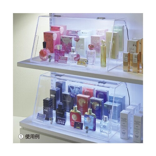 鍵付きショーケース 白色LED照明付き