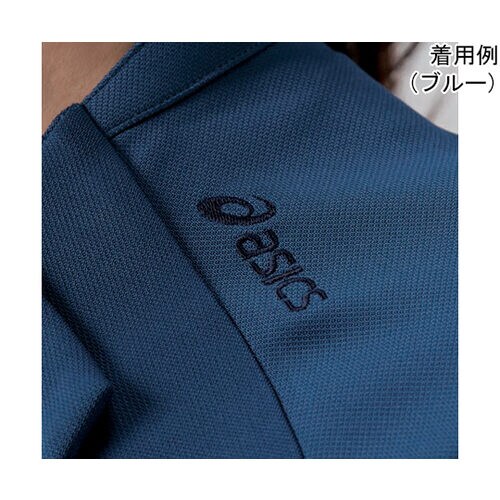 スクラブ レディス 半袖 ブルー×ネイビー L