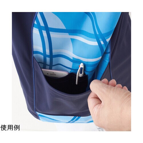 スクラブ レディス 半袖 ネイビー×ブル