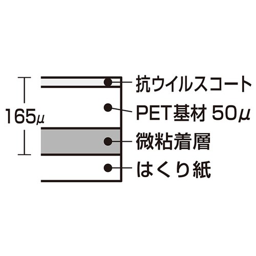 抗ウイルス・抗菌透明フィルム 微粘着タイ