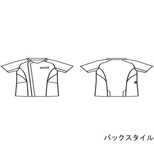 スクラブ メンズ 半袖 ホワイト×ターコイズ M