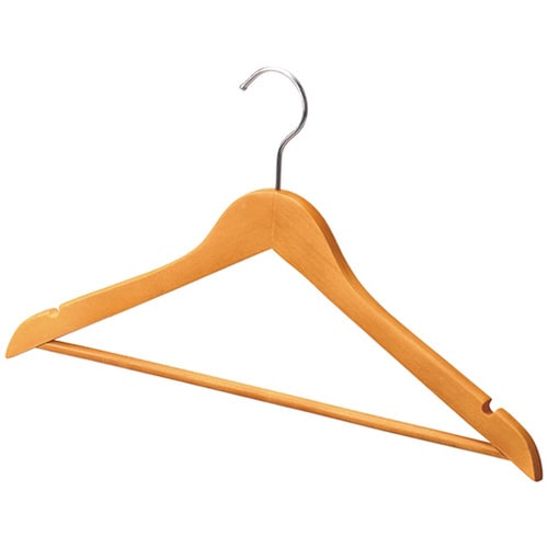 木製ハンガー ナチュラル平型 バー溝付