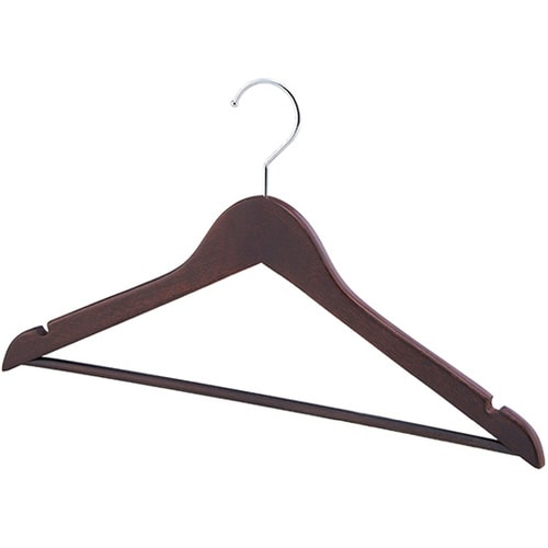 木製ハンガー ブラウン平型 バー溝付 W