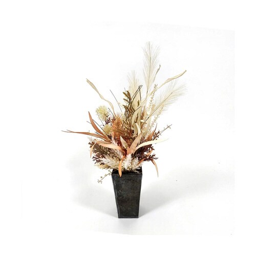 パンパスグラス秋の造花アレンジ ブリキベース