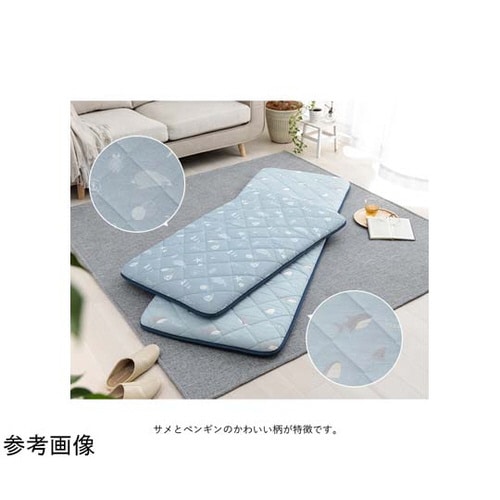 冷感三層長座布団 サメ ブルー 約65×180cm
