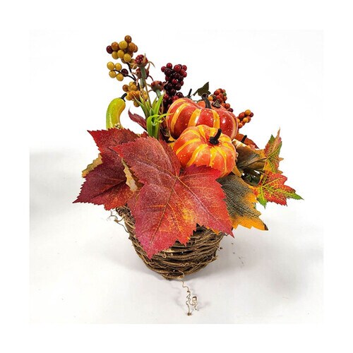 ナチュラルパンプキン秋造花かごアレンジ