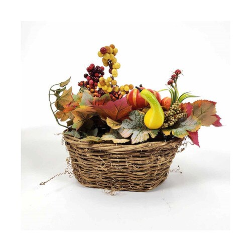 ナチュラルパンプキン秋造花かごアレンジ
