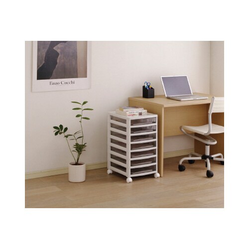 オフィスチェスト 浅7段 ライトグレー