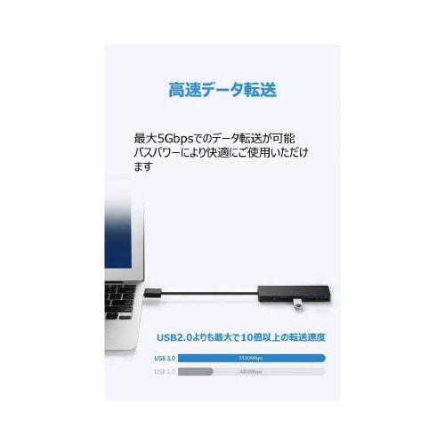 4−Port Ultra−Slim USB−Aハブ