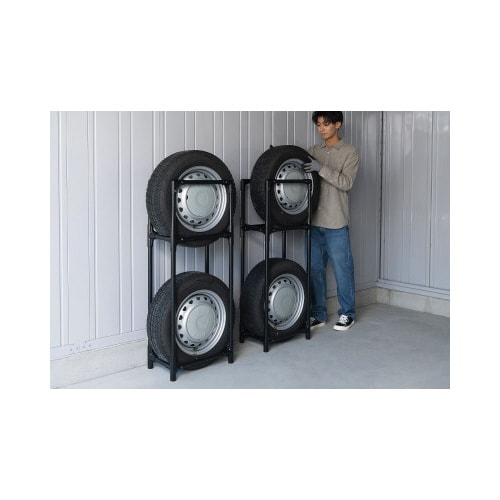 省スペースタイヤラック普通車用 ブラック