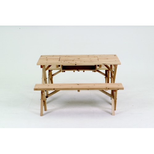 BBQテーブル&ベンチセットコンロスペース付