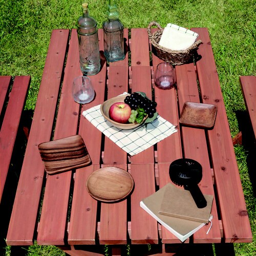 杉材BBQテーブル&ベンチセットコンロスペース付